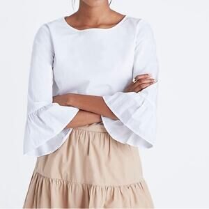 Madewell White Bell Sleeves Poplin Top Blouse M